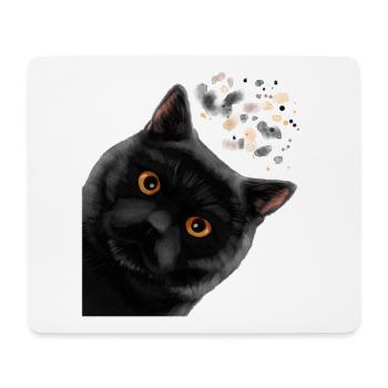 Neugierige Schwarze Britisch Kurzhaar Katze - Mousepad (Querformat) - Weiß - Vorne