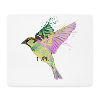 Bunter Fliegender Haussperling Splash Vogel Spatz - Mousepad (Querformat) - Weiß - Vorne