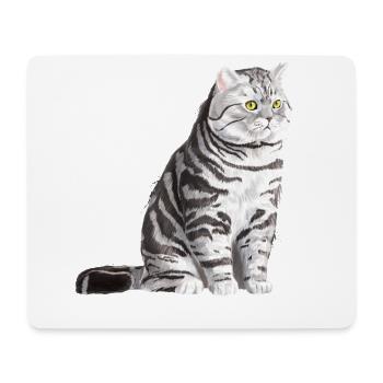 Sitting Tabby British Shorthair Cat - Mouse Pad (horizontal) - white - Front