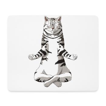 Drôle de Yoga Tabby British Shorthair Cat - Tapis de souris (format paysage) - blanc - Devant
