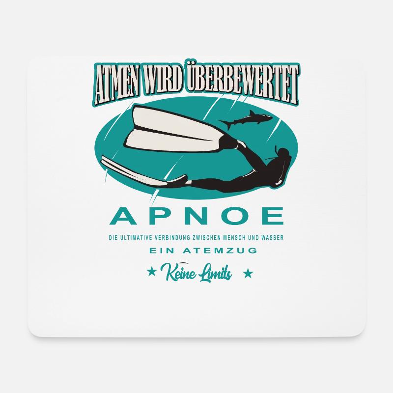 Freediving Apnoe Atmen wird überbewertet Geschenk - Mousepad (Querformat) - Weiß