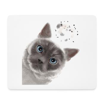 Neugierige Colourpoint Britisch Kurzhaar Katze - Mousepad (Querformat) - Weiß - Vorne