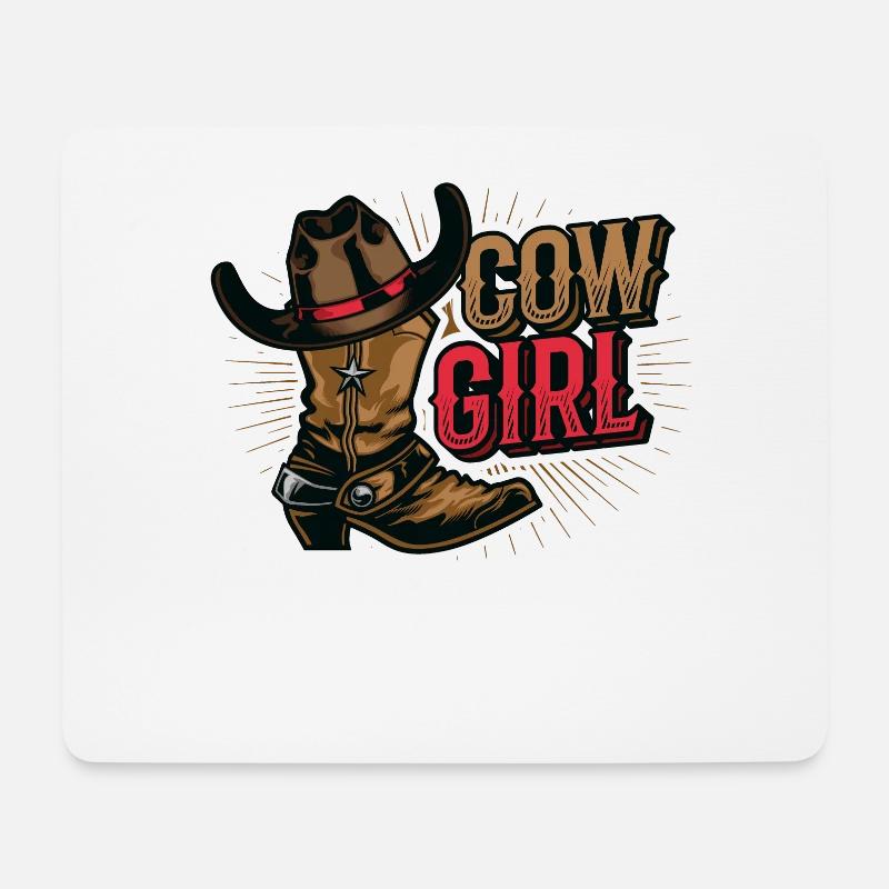 ,Stiefel,Mädchen,Western. - Mousepad (Querformat) - Weiß