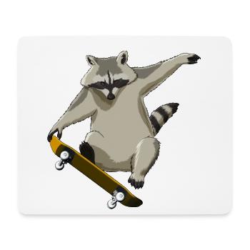 Drôle de skateboard Raccoon Skater - Tapis de souris (format paysage) - blanc - Devant