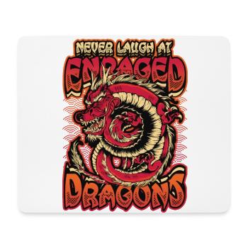 Lache niemals über wütende Drachen - Mousepad (Querformat) - Weiß - Vorne