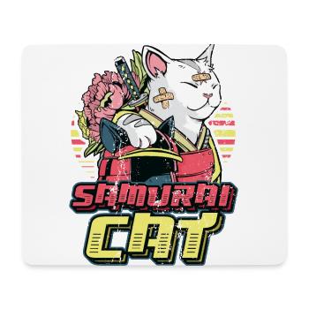 Anime Samurai-Katze - Mousepad (Querformat) - Weiß - Vorne