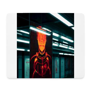 Futuristic cyborg in subway station - Mouse Pad (horizontal) - white - Front