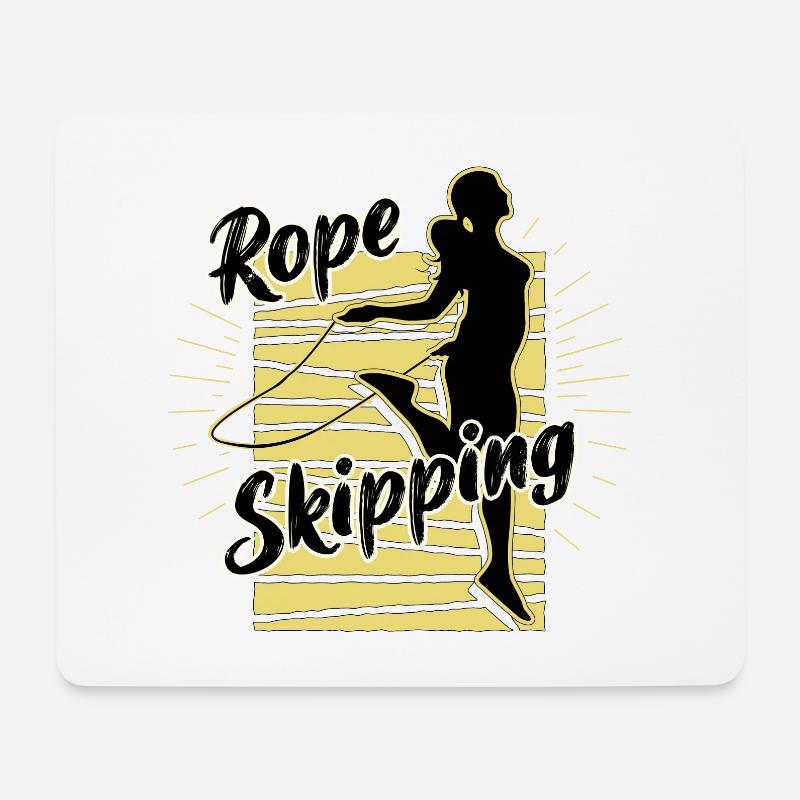 Rope Skipping und Seilspringen - Mousepad (Querformat) - Weiß