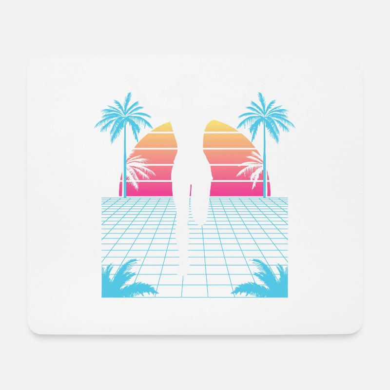Vaporwave Synthwave Marathon, Trailrunning - Mousepad (Querformat) - Weiß