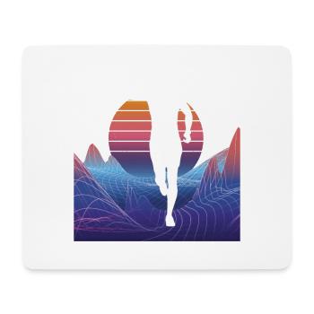 Vaporwave Synthwave Marathon, Trail Running - Tapis de souris (format paysage) - blanc - Devant
