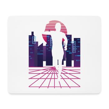 Vaporwave Synthwave Skyline Marathon, Trail Running - Tapis de souris (format paysage) - blanc - Devant