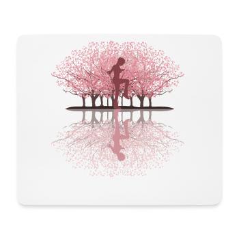 Saut à la corde en fleurs de cerisier japonais - Tapis de souris (format paysage) - blanc - Devant