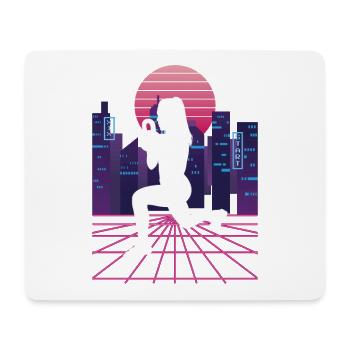 Vaporwave Synthwave Skyline HIIT - Mouse Pad (horizontal) - white - Front