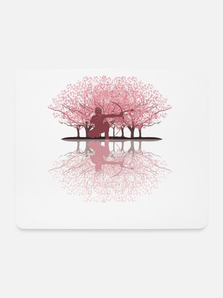 Japanische Kirschblüte Arrowtag - Mousepad (Querformat) - Weiß