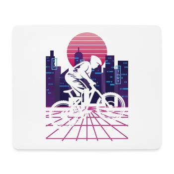 Vaporwave Synthwave Skyline Downhill - Mousepad (Querformat) - Weiß - Vorne