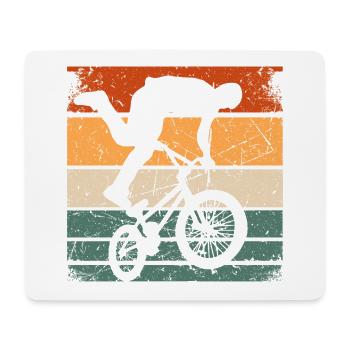 BMX Shirt Fahrrad Fahren Downhill Vintage Retro - Mousepad (Querformat) - Weiß - Vorne