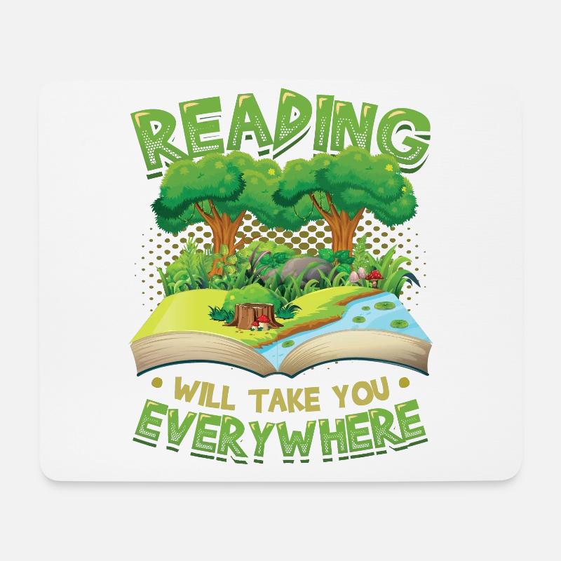 Lesen Bringt Dich Überall Hin, Buch Lesen. - Mousepad (Querformat) - Weiß