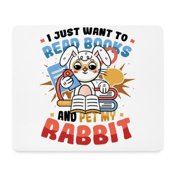 Lire des livres et caresser mon lapin. - Tapis de souris (format paysage) - blanc - Devant