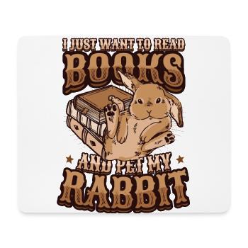 Lire des livres et caresser mon lapin. - Tapis de souris (format paysage) - blanc - Devant