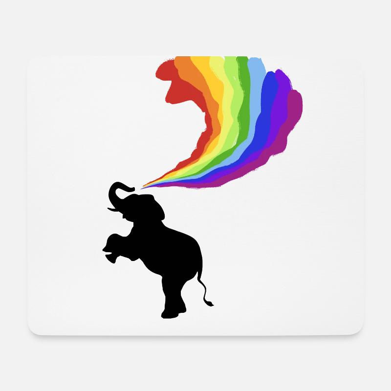Elefant Elephant Regenbogen Regenbogenfarben - Mousepad (Querformat) - Weiß