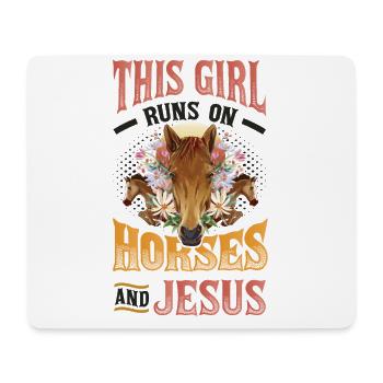 This girl runs on horses and Jesus. - Mouse Pad (horizontal) - white - Front