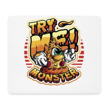 Versuchen Sie Mich! Monster Liebt Pizza - Mousepad (Querformat) - Weiß - Vorne