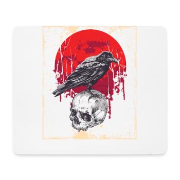 Gothique Crâne-Rouge Lune-Corneille Noire - Tapis de souris (format paysage) - blanc - Devant