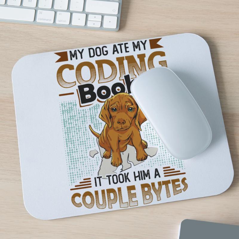 Dog Bytes Code Computer Joke Programming Mouse Pad (horizontal)