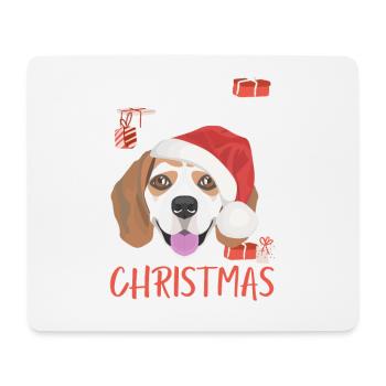 Beagle Frohe Weihnachten - Mousepad (Querformat) - Weiß - Vorne