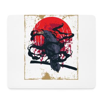 Gothique Crâne-Rouge Lune-Corneille Noire - Tapis de souris (format paysage) - blanc - Devant