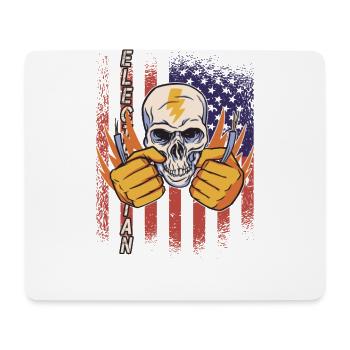 Lustiger Elektrischer Arbeiter-schädel - Mousepad (Querformat) - Weiß - Vorne