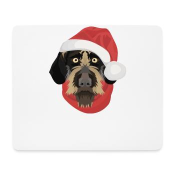 Deutsch Drahthaar Frohe Weihnachten - Mousepad (Querformat) - Weiß - Vorne
