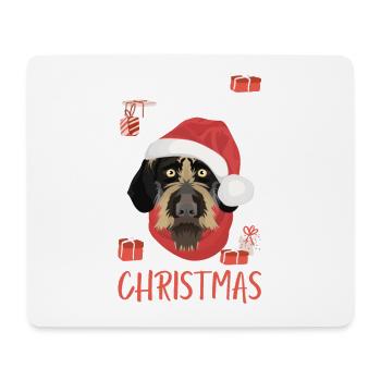 Deutsch Drahthaar Frohe Weihnachten - Mousepad (Querformat) - Weiß - Vorne