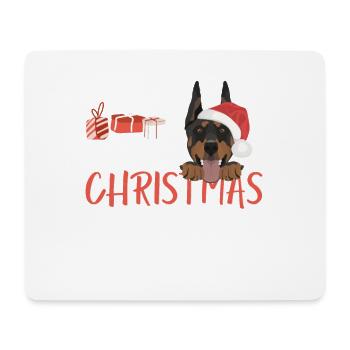 Dobermann Frohe Weihnachten - Mousepad (Querformat) - Weiß - Vorne