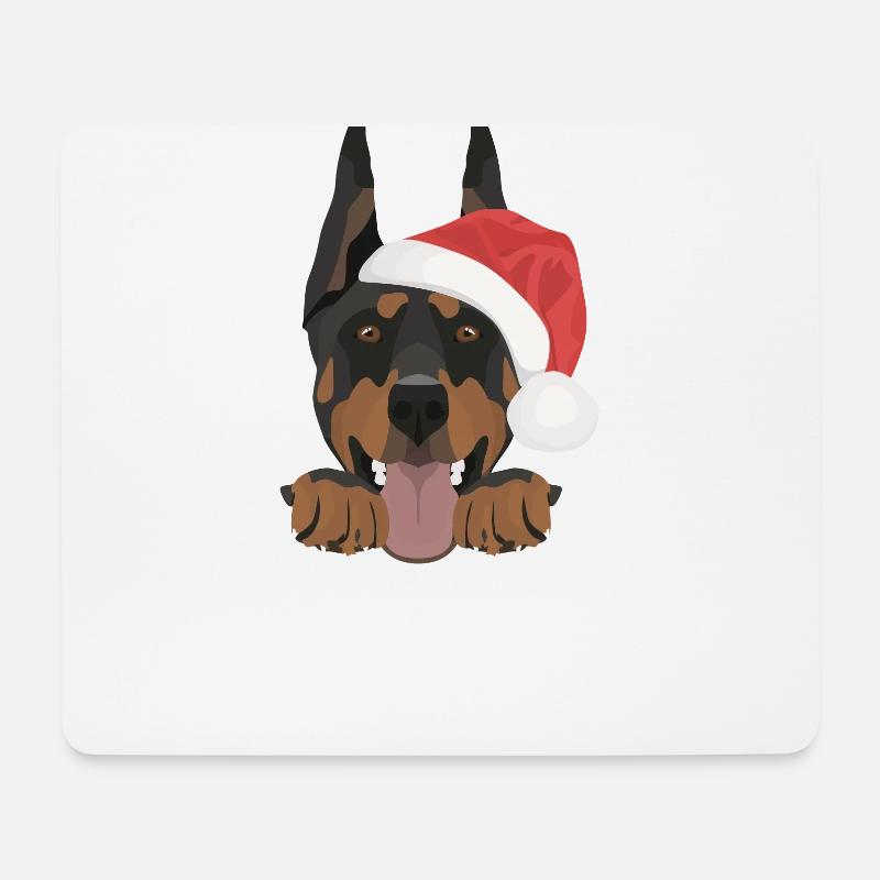 Dobermann Frohe Weihnachten - Mousepad (Querformat) - Weiß