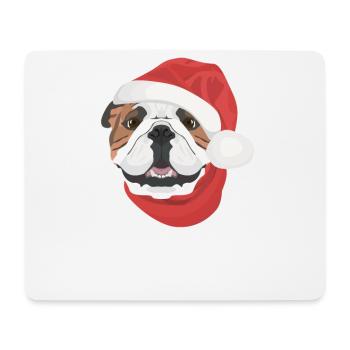 Bouledogue anglais Joyeux Noël - Tapis de souris (format paysage) - blanc - Devant