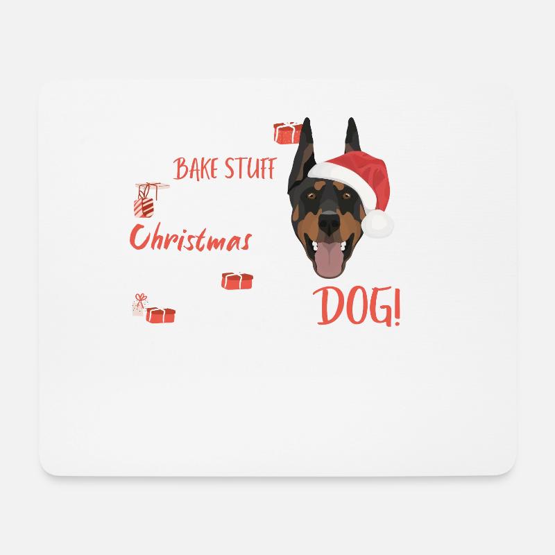 Dobermann Frohe Weihnachten - Mousepad (Querformat) - Weiß