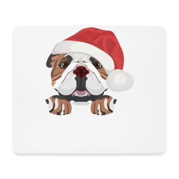 Englische Bulldogge Frohe Weihnachten - Mousepad (Querformat) - Weiß - Vorne