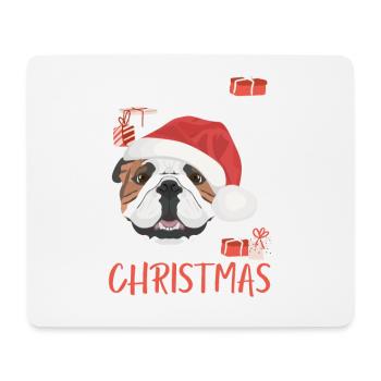 Bouledogue anglais Joyeux Noël - Tapis de souris (format paysage) - blanc - Devant