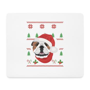 Englische Bulldogge Frohe Weihnachten - Mousepad (Querformat) - Weiß - Vorne