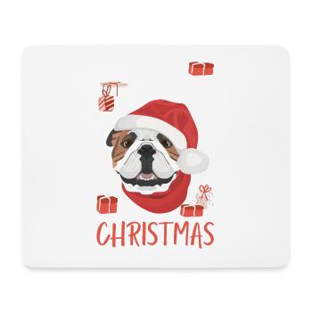 Bouledogue anglais Joyeux Noël - Tapis de souris (format paysage) - blanc - Devant