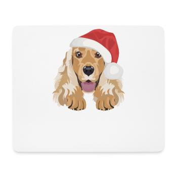 Deutsch Cocker Spaniel Joyeux Noël - Tapis de souris (format paysage) - blanc - Devant