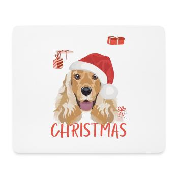 Deutsch Cocker Spaniel Joyeux Noël - Tapis de souris (format paysage) - blanc - Devant