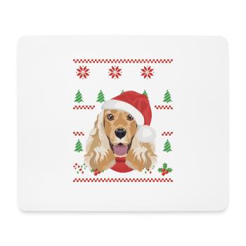 Deutsch Cocker Spaniel Joyeux Noël - Tapis de souris (format paysage) - blanc - Devant