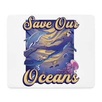 Rettet Unsere Ozeane, Sporttauchen - Mousepad (Querformat) - Weiß - Vorne