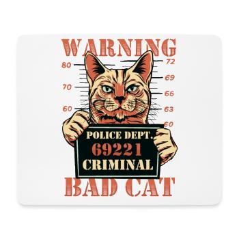 Warnung Bad Cat Mug Shot Katze - Mousepad (Querformat) - Weiß - Vorne