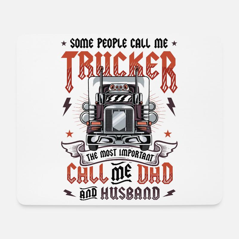 trucker lkwTrucker Husband Truck Driver Dad - Mousepad (Querformat) - Weiß