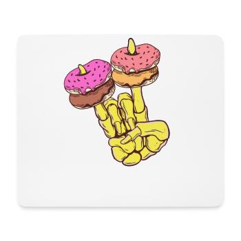 Skeletal hand with Donat - Mouse Pad (horizontal) - white - Front