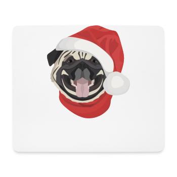 Mops Frohe Weihnachten - Mousepad (Querformat) - Weiß - Vorne