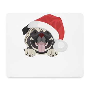 Mops Frohe Weihnachten - Mousepad (Querformat) - Weiß - Vorne
